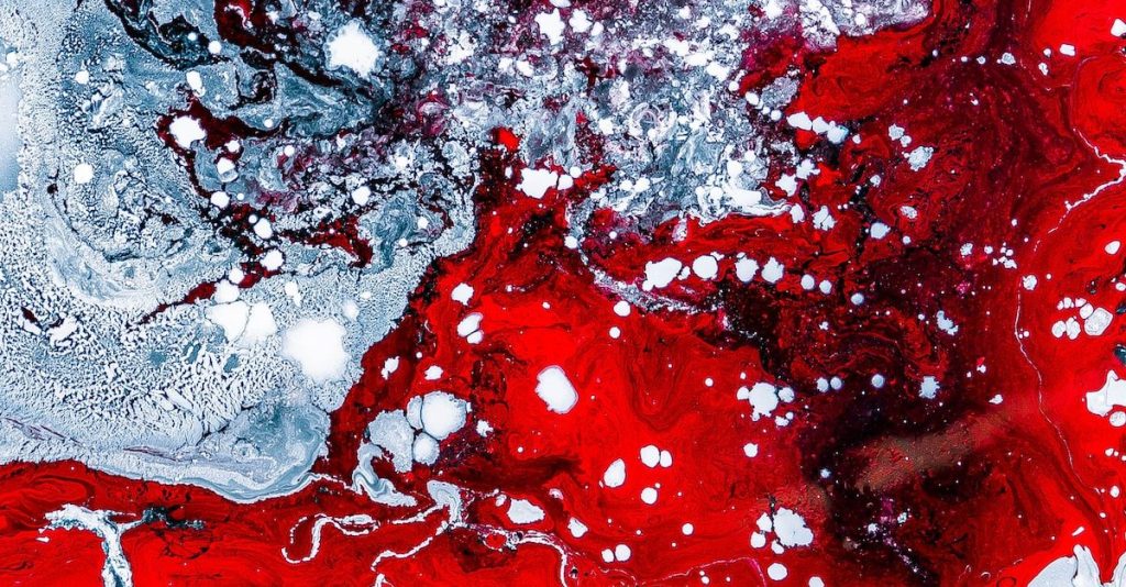 blue and red abstract painting